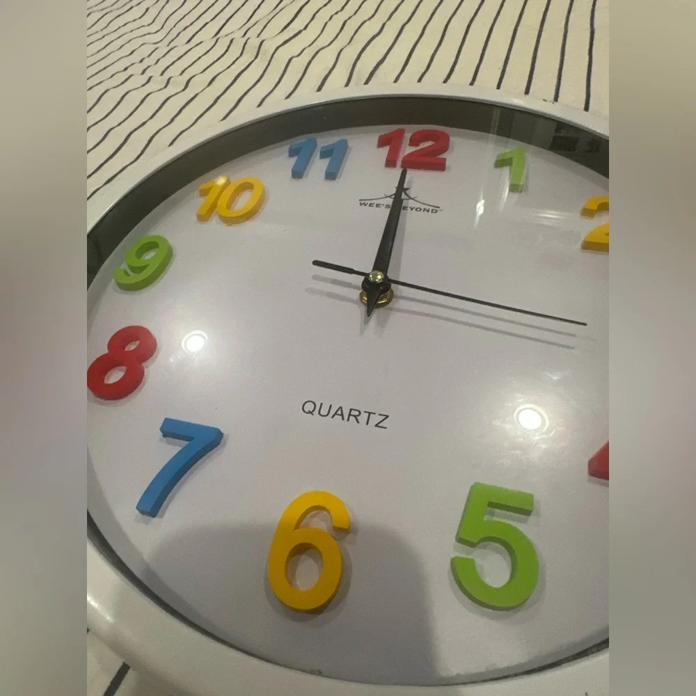 Vintage Multicolor Number Wall Clock by - White Frame